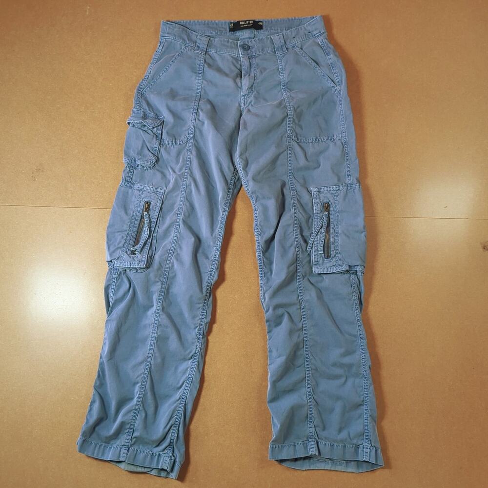 Hollister Low Rise Baggy Cargo Pants Blue Y2K Utility Women’s 2R W26